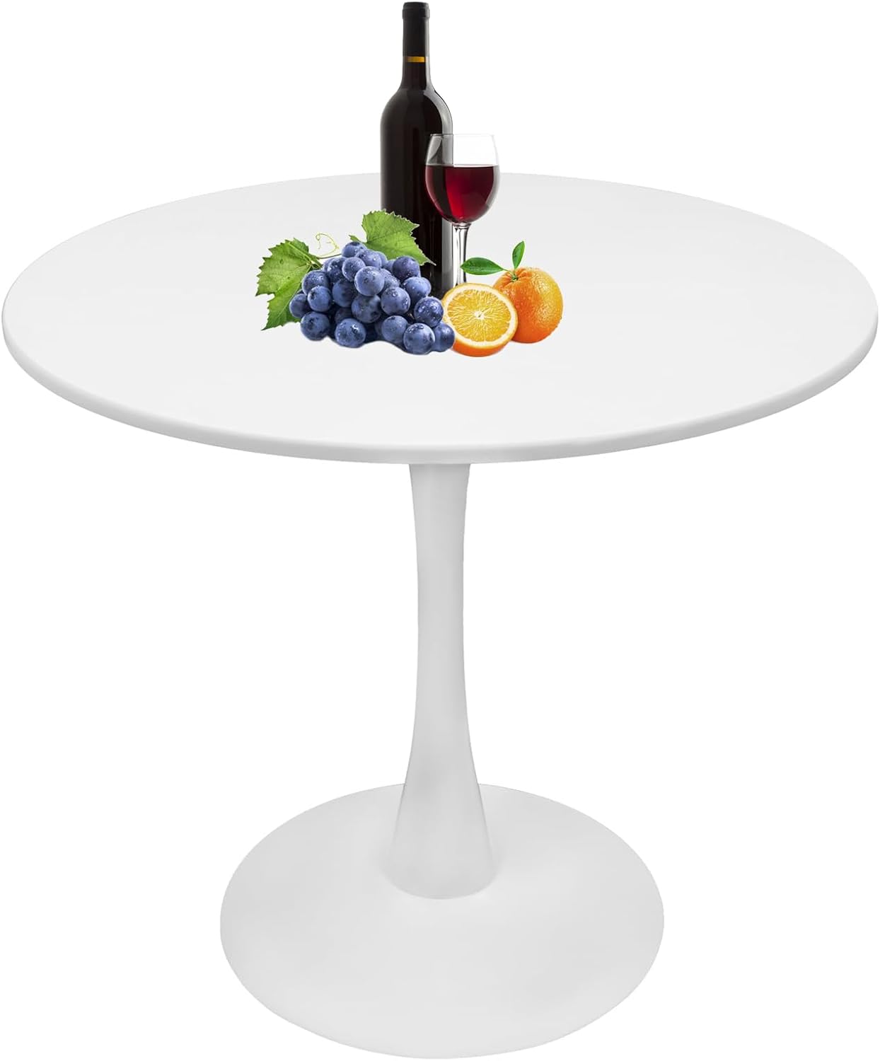 51uXRgtgjL._AC_SL1500_.jpg White Round Dining Table, 24 Inches Tulip Round Kitchen Table, Leisure Table for Small Places, Dining Room, Living Room, Cafe - Image 1