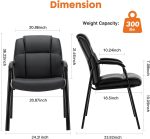 Waiting Room Chair, PU Leather Big and Tall No Wheels Executive Office Chairs with Padded Arms for Reception Conference Room Lobby - Image 2