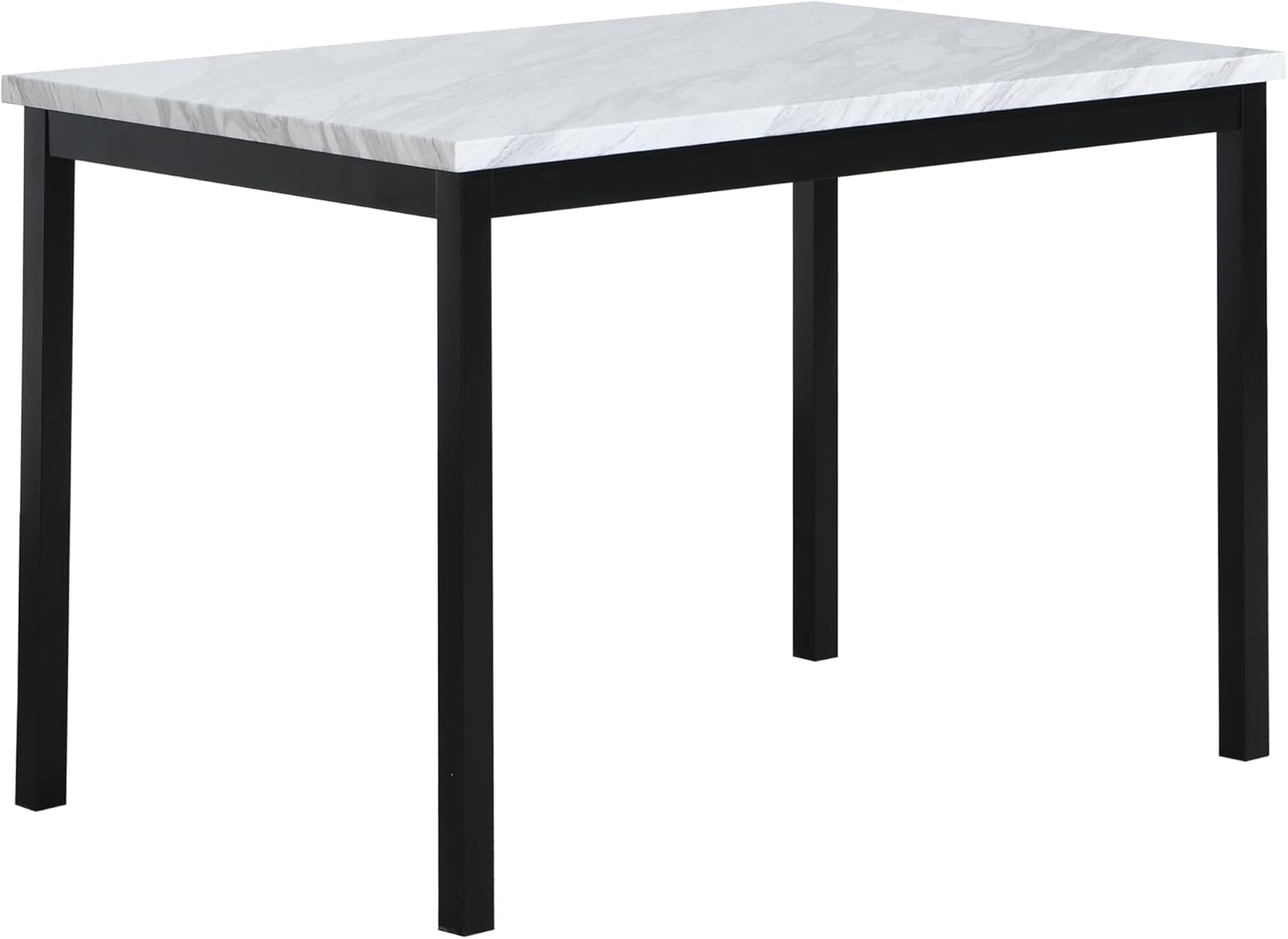 61a-tNT6QML._AC_SL1500_.jpg Metal Dining Table with Laminated Faux Marble Top, Off-White - Image 1