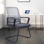 Office Guest Chair with Lumbar Support and Mid Back Mesh Series for Reception Conference Room Gray - Image 2