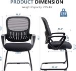 Office Desk Chair with Sled Base, Executive Mesh Computer Chairs with Lumbar Support for Home Conference Room Bedroom Waiting Reception Guest Student - Image 2