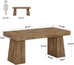55" Office Desk, Wooden Desk with Double Pedestal, Simple Computer Writing Table for Home Office, Light Brown - Image 2