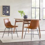 Upholstered Dining Chair with Metal X Base, Set of 2, Whiskey Brown - Image 2
