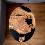 Sleek Black Epoxy Resin Table Natural Wood Slices Table Coffee Table Living Room Table Dining Table Console Table Bar Counter Table Side Table (18 Inches Tall, 66 x 66 Inches) - Image 2