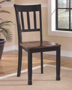 Modern Dining Room Side Chair, Set of 2, Black and Brown - Image 2