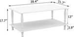 White Coffee Table with Storage Living Room Boho Coffee Table 39 Inch Unique Rectangle Coffee Table Wooden Center Table for Living Room with Retro Roman Leg - Image 2