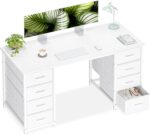48 Inches Computer Desk with 8 Fabric Drawers, Office Desk with Large Storage for Home Office, Study, White