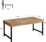 55" Industrial Office Desk for Home Office, Rustic Computer Laptop Desk with Strong Metal Legs, Study Writing Table Workstation, Small Conference Table - Image 2