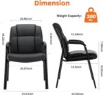 Waiting Room Chair, PU Leather Big and Tall No Wheels Executive Office Chairs with Padded Arms for Reception Conference Room Lobby - Image 2