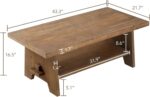 Wood Coffee Table - 43.4” Mid Century Modern Wooden Coffee Tables for Living Room, Solid Firwood Tabletop Rectangle Coffee Table, Center Table for Living Room, Brown - Image 2
