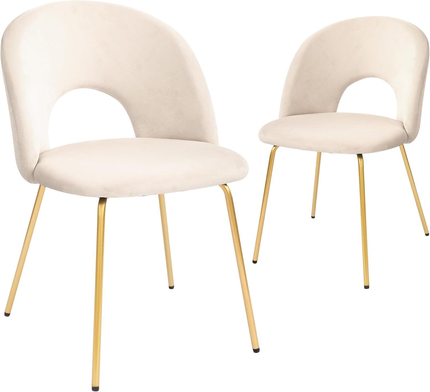 61aXx6rCBoL._AC_SL1500_.jpg Velvet Seat Chair with Metal Legs for Kitchen Dining Room, Pack of 2, Beige - Image 1