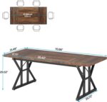 Dining Table for 6 People, 70.8-Inch Rectangular Wood Dining Table, Rustic Kitchen Table with Heavy Duty Metal Legs for Dining Room - Image 2
