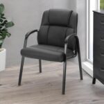 Waiting Room Chair, PU Leather Big and Tall No Wheels Executive Office Chairs with Padded Arms for Reception Conference Room Lobby