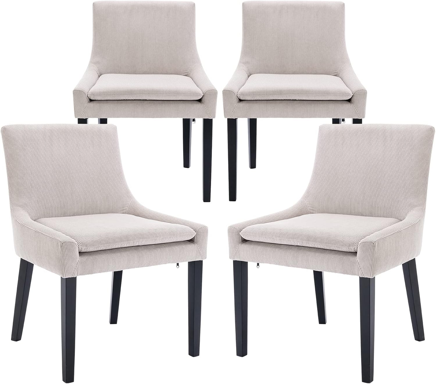 7180q79RiCL._AC_SL1500_.jpg Modern Dining Chairs Set of 4, Upholstered Corduroy Accent Side Leisure Chairs with Mid Back and Wood Legs for Living Room/Dining Room, Beige - Image 1