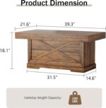 Coffee Table for Living Room Wood Style Center Table 39 inch Rectangle Rustic Cocktail Table, Easy Assembly Home Office Accent Coffee Tables, Walnut - Image 2