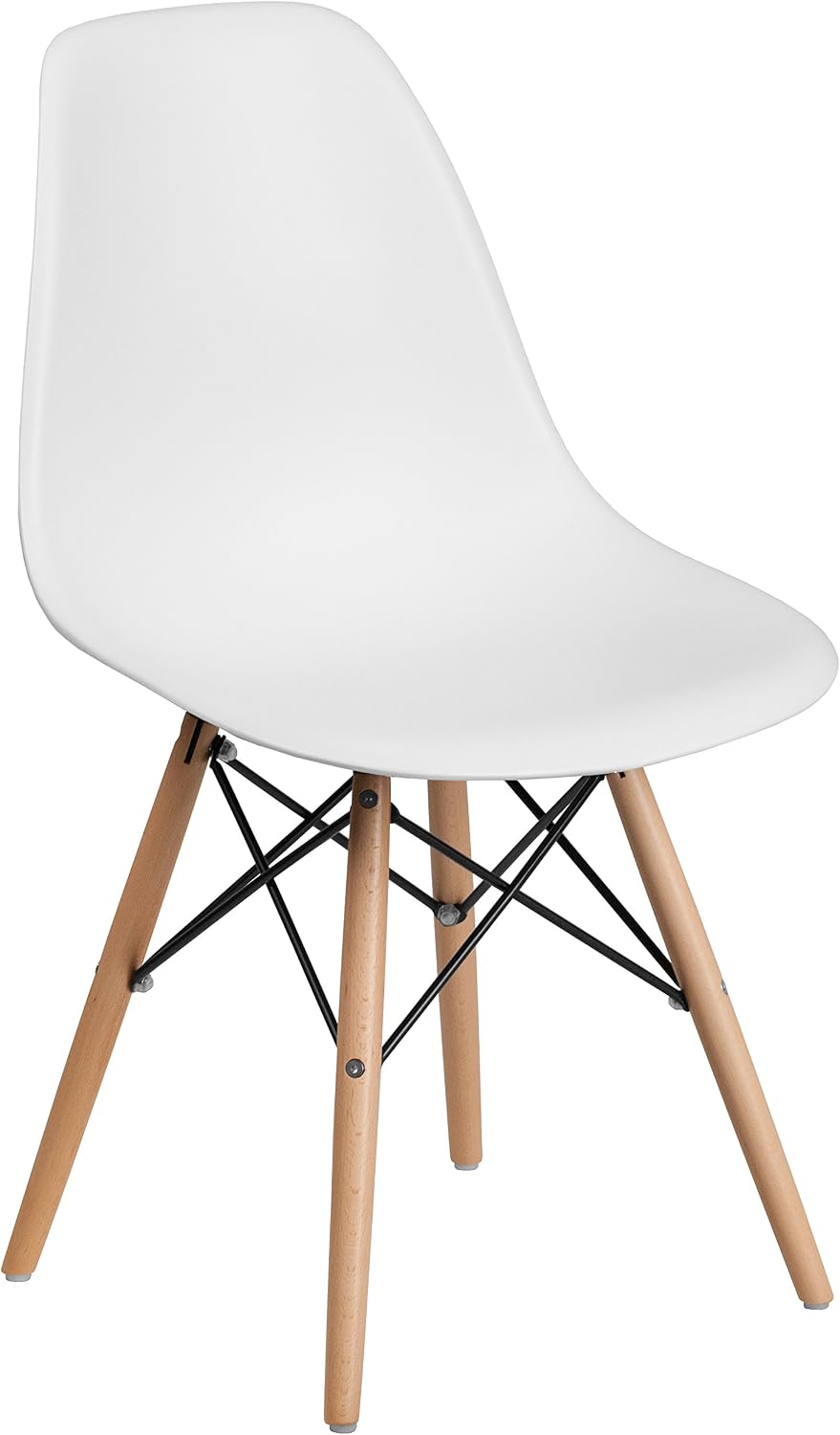 71XsMBlgsAL._AC_SL1500_.jpg Series Plastic Modern Dining Chair with Wooden Legs, Modern Accent Chair for Dining Rooms and Offices, White - Image 1