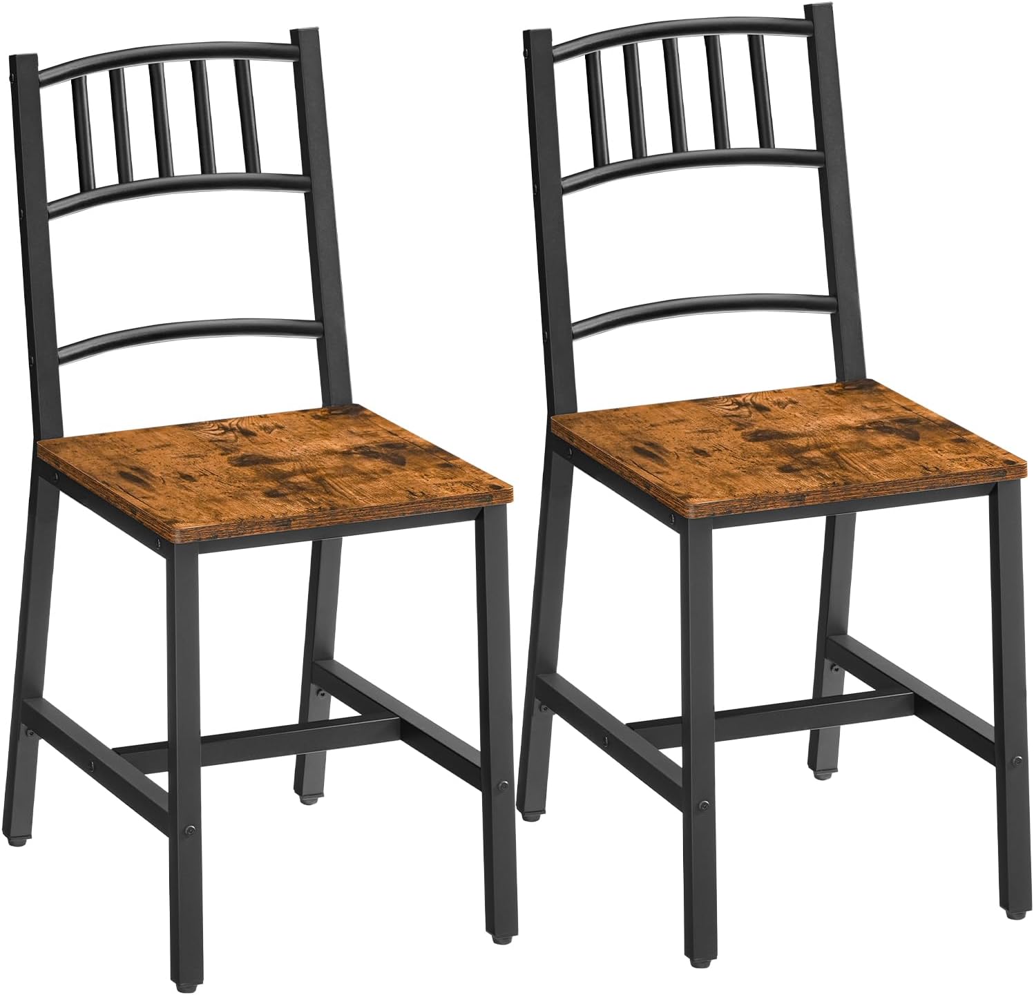 71cQMKblbHL._AC_SL1500_.jpg Kitchen Chairs Set of 2, Wooden Dining Room Chairs with Metal Frame, Dining Chairs with Back, Easy to Assemble, Dining Chairs for Kitchen, Living Room, Rustic Brown and Black - Image 1